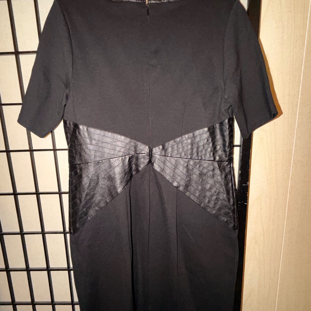 Lysse Black Midi Dress with Faux Leather Detail - Picture 3 of 4